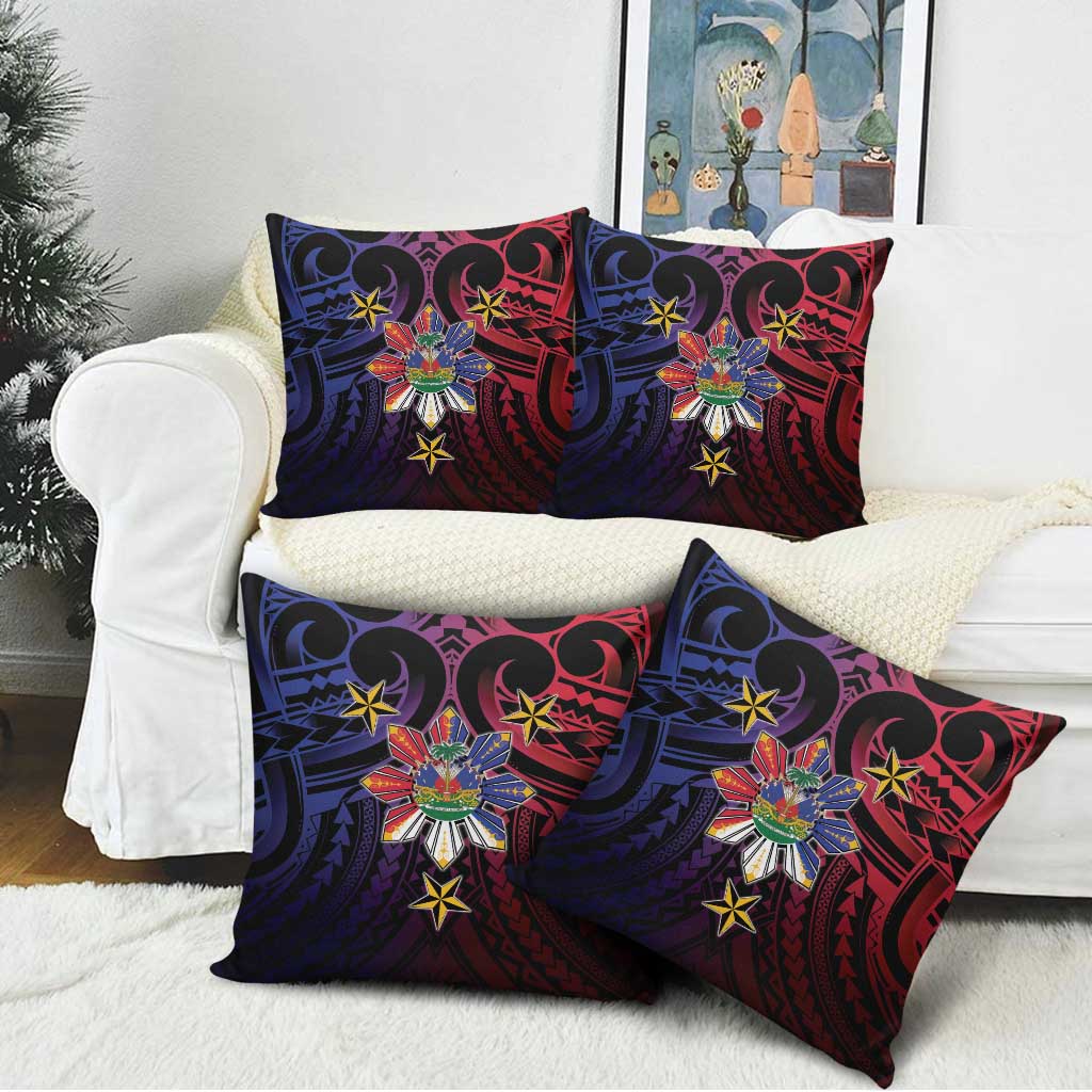 Haiti Philippines Pillow Cover Haitian Coat Of Arms With Filipino Sun
