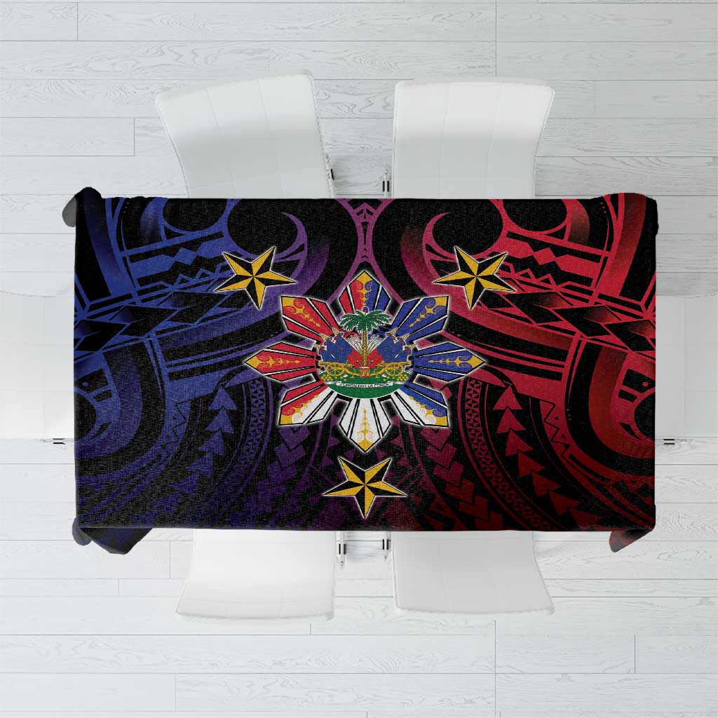 Haiti Philippines Tablecloth Haitian Coat Of Arms With Filipino Sun
