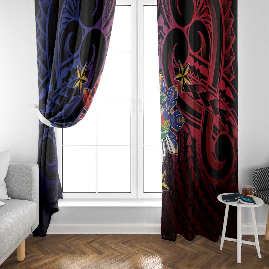 Haiti Philippines Window Curtain Haitian Coat Of Arms With Filipino Sun LT05 - Polynesian Pride