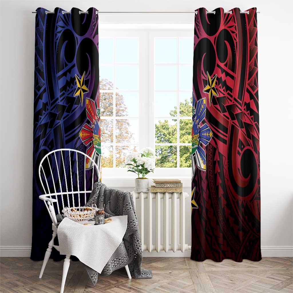 Haiti Philippines Window Curtain Haitian Coat Of Arms With Filipino Sun LT05 - Polynesian Pride