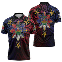 Haiti Philippines Zipper Polo Shirt Haitian Coat Of Arms With Filipino Sun LT05 - Polynesian Pride