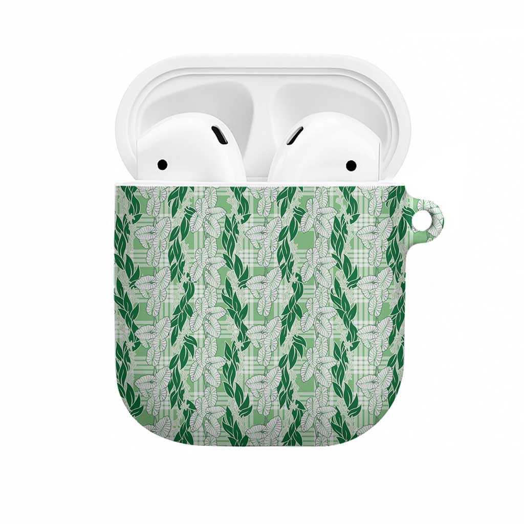 Hawaii Ti Leaf Maile Tuberose Lei AirPods Case With Hanalei Leaf Green