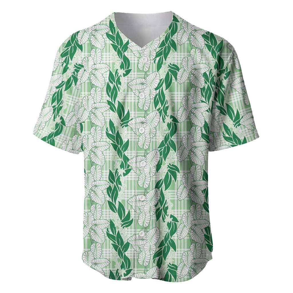Hawaii Ti Leaf Maile Tuberose Lei Baseball Jersey With Hanalei Leaf Green