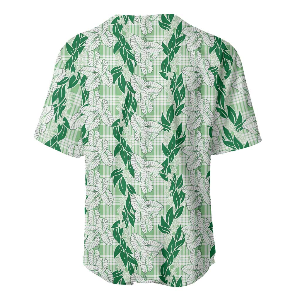 Hawaii Ti Leaf Maile Tuberose Lei Baseball Jersey With Hanalei Leaf Green