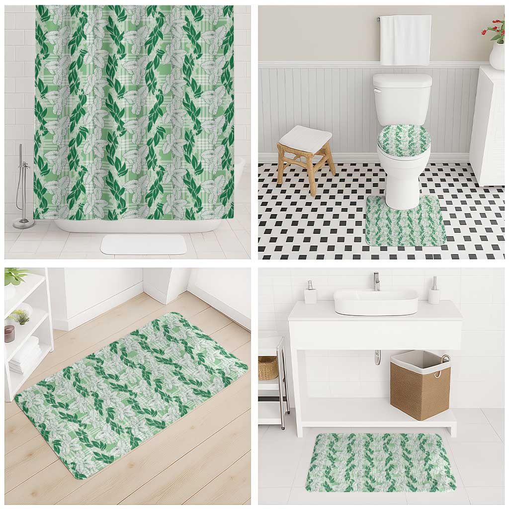 Hawaii Ti Leaf Maile Tuberose Lei Bathroom Set With Hanalei Leaf Green