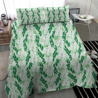 Hawaii Ti Leaf Maile Tuberose Lei Bedding Set With Hanalei Leaf Green