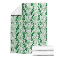 Hawaii Ti Leaf Maile Tuberose Lei Blanket With Hanalei Leaf Green
