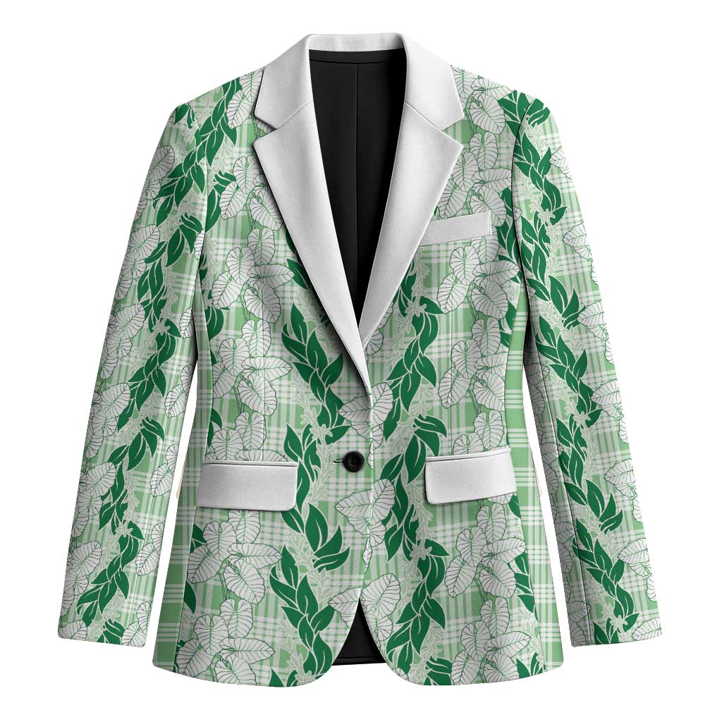 Hawaii Ti Leaf Maile Tuberose Lei Blazer With Hanalei Leaf Green