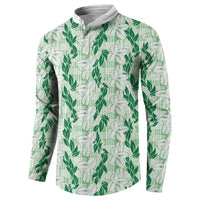 Hawaii Ti Leaf Maile Tuberose Lei Button Sweatshirt With Hanalei Leaf Green