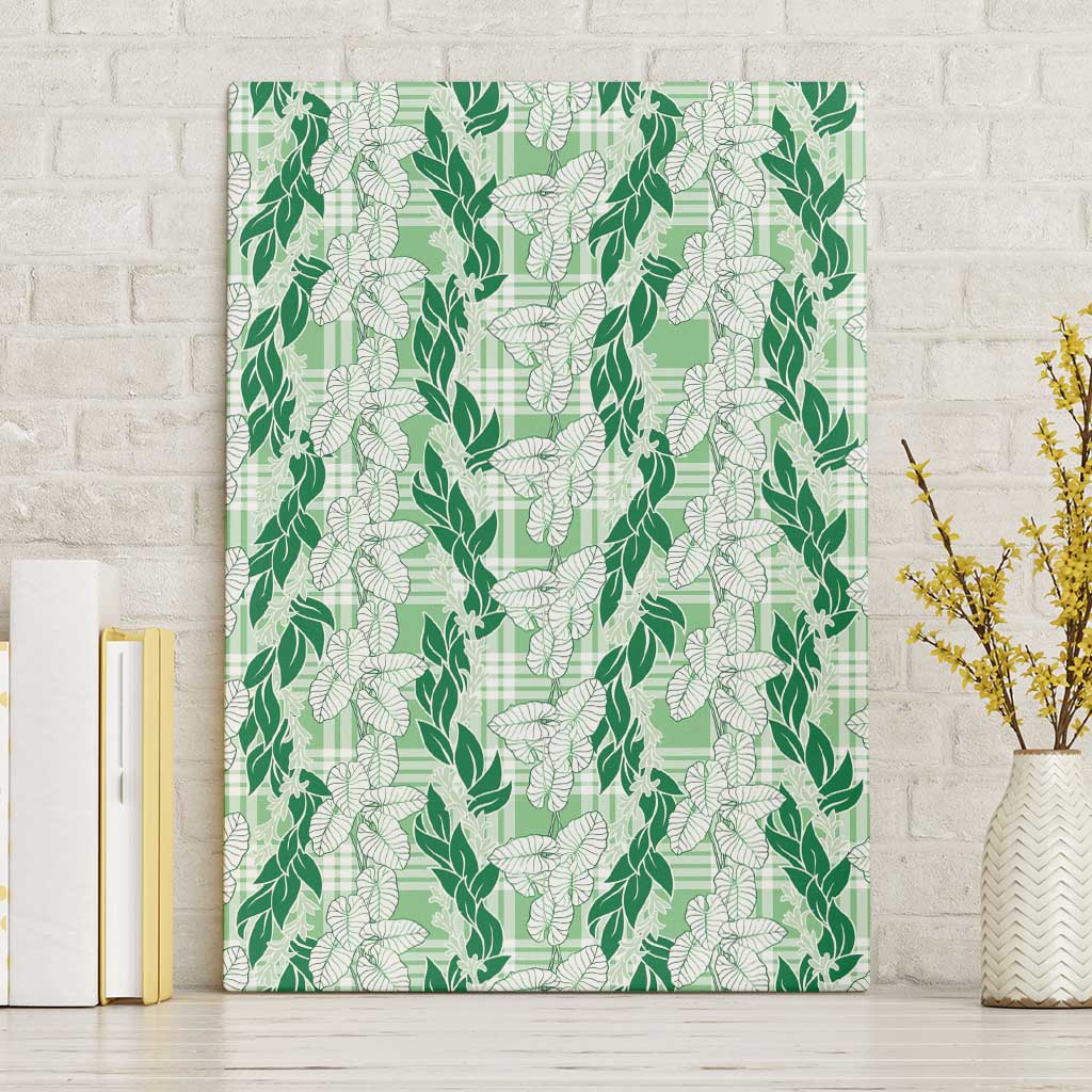 Hawaii Ti Leaf Maile Tuberose Lei Canvas Wall Art With Hanalei Leaf Green