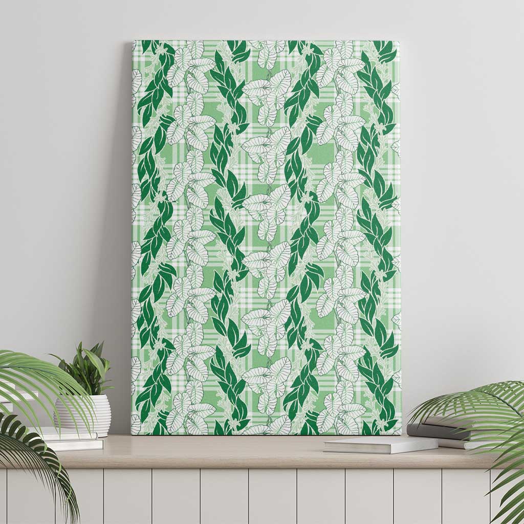 Hawaii Ti Leaf Maile Tuberose Lei Canvas Wall Art With Hanalei Leaf Green