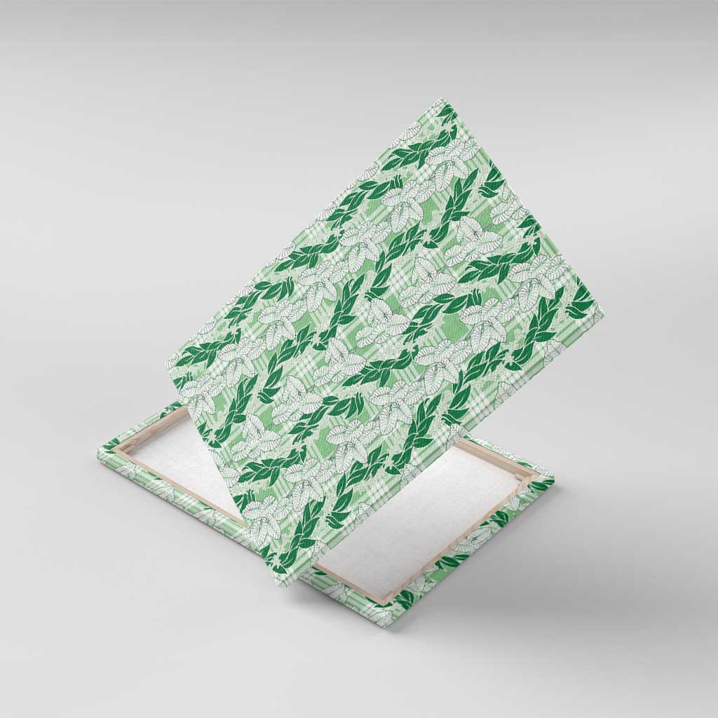 Hawaii Ti Leaf Maile Tuberose Lei Canvas Wall Art With Hanalei Leaf Green