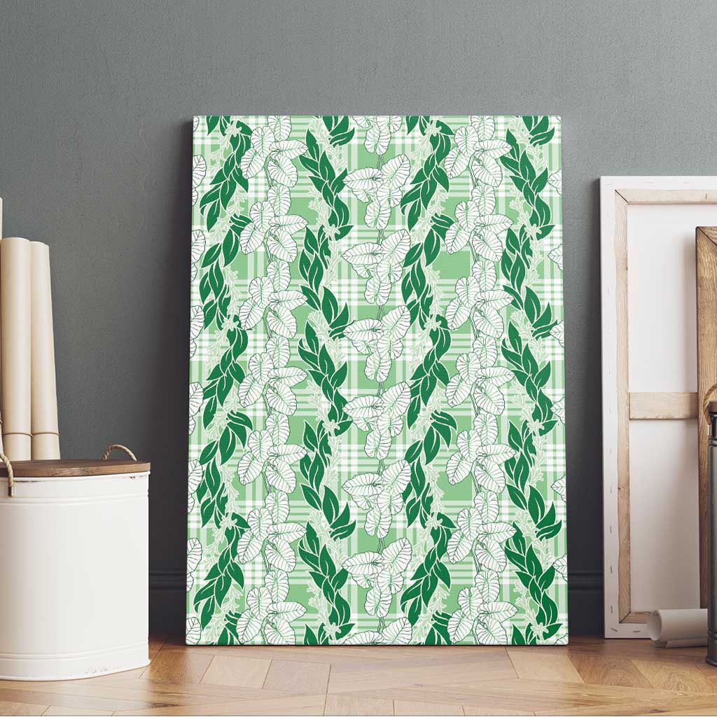Hawaii Ti Leaf Maile Tuberose Lei Canvas Wall Art With Hanalei Leaf Green