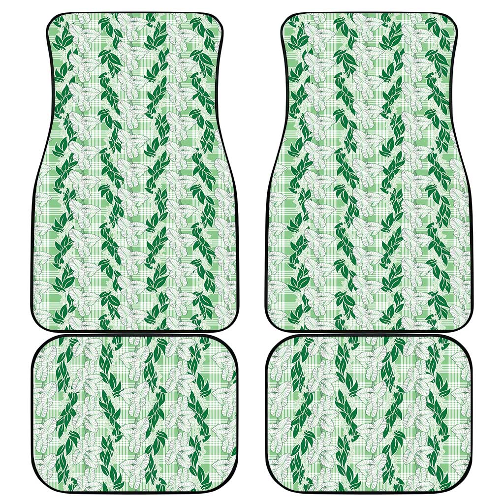 Hawaii Ti Leaf Maile Tuberose Lei Car Mats With Hanalei Leaf Green