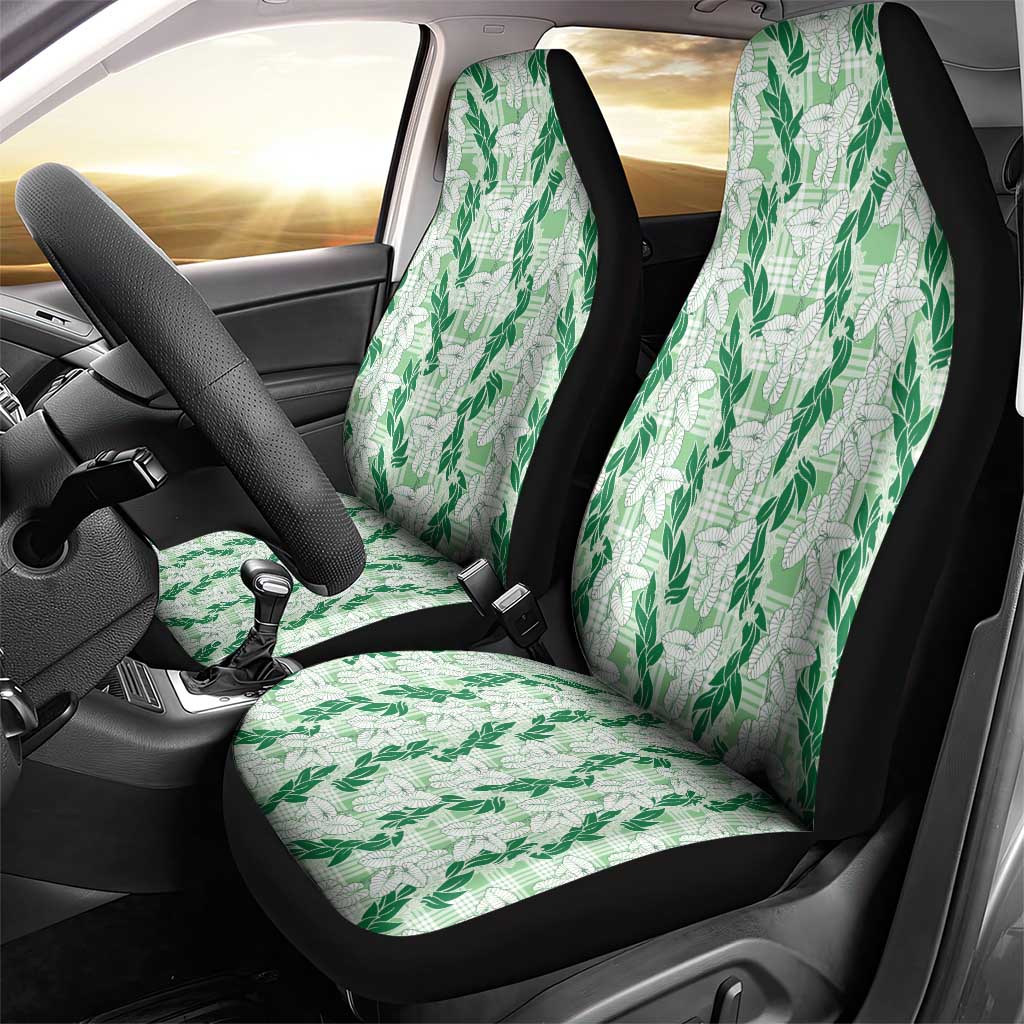 Hawaii Ti Leaf Maile Tuberose Lei Car Seat Cover With Hanalei Leaf Green