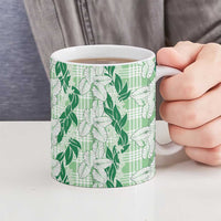 Hawaii Ti Leaf Maile Tuberose Lei Ceramic Mug With Hanalei Leaf Green