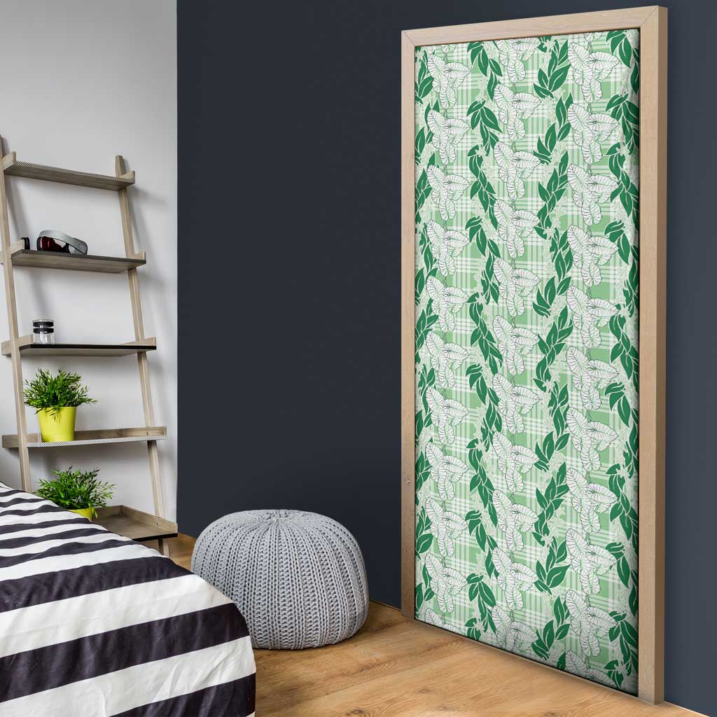 Hawaii Ti Leaf Maile Tuberose Lei Door Cover With Hanalei Leaf Green
