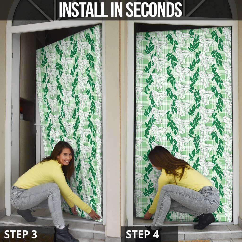Hawaii Ti Leaf Maile Tuberose Lei Door Cover With Hanalei Leaf Green