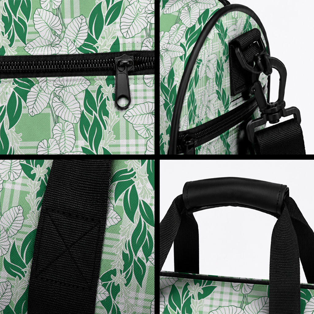 Hawaii Ti Leaf Maile Tuberose Lei Duffle Bag With Hanalei Leaf Green LT05 - Polynesian Pride