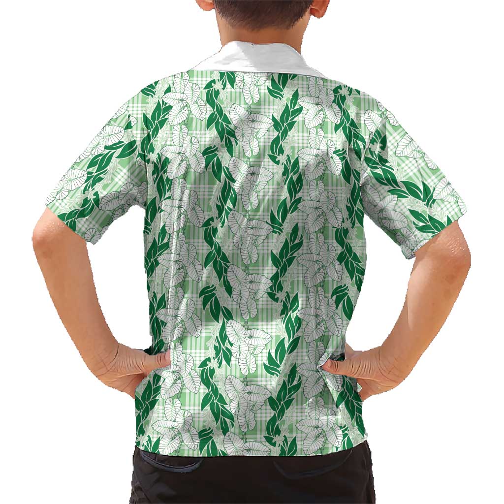 Hawaii Ti Leaf Maile Tuberose Lei Family Matching Mermaid Dress and Hawaiian Shirt With Hanalei Leaf Green LT05 - Polynesian Pride