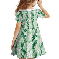 Hawaii Ti Leaf Maile Tuberose Lei Family Matching Mermaid Dress and Hawaiian Shirt With Hanalei Leaf Green LT05 - Polynesian Pride