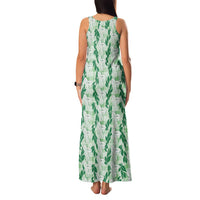 Hawaii Ti Leaf Maile Tuberose Lei Family Matching Tank Maxi Dress and Hawaiian Shirt With Hanalei Leaf Green LT05 - Polynesian Pride