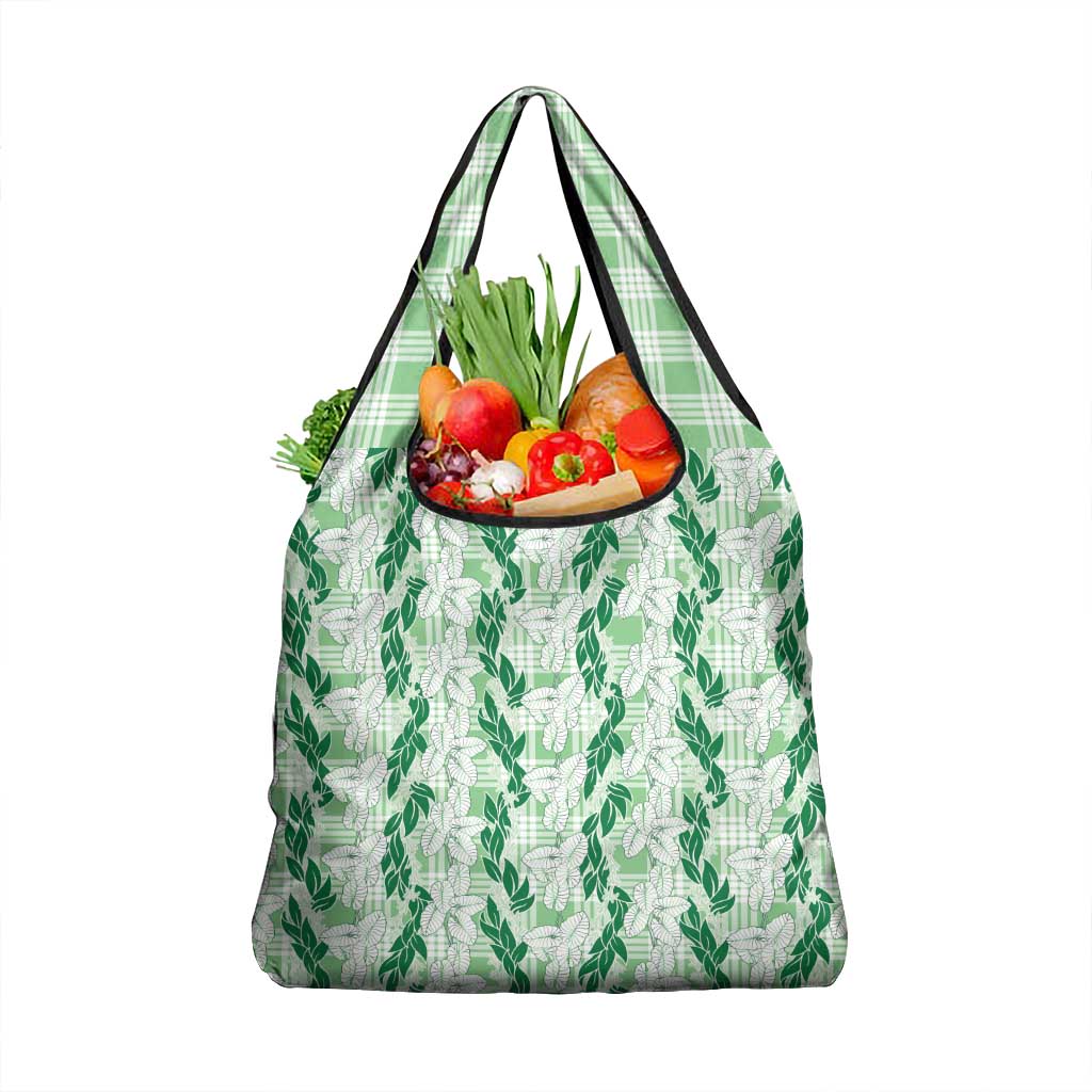 Hawaii Ti Leaf Maile Tuberose Lei Grocery Bag With Hanalei Leaf Green