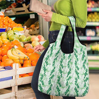 Hawaii Ti Leaf Maile Tuberose Lei Grocery Bag With Hanalei Leaf Green