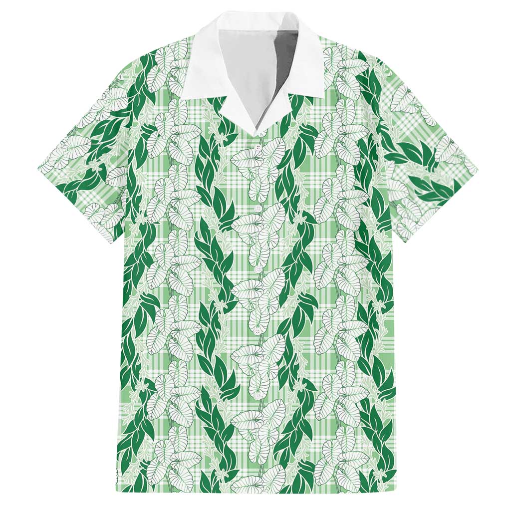 Hawaii Ti Leaf Maile Tuberose Lei Hawaiian Shirt With Hanalei Leaf Green