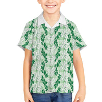 Hawaii Ti Leaf Maile Tuberose Lei Hawaiian Shirt With Hanalei Leaf Green