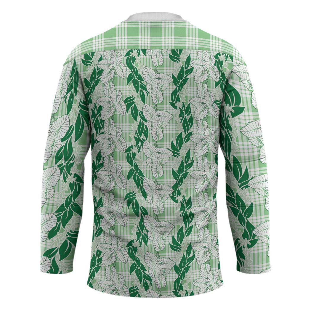 Hawaii Ti Leaf Maile Tuberose Lei Hockey Jersey With Hanalei Leaf Green