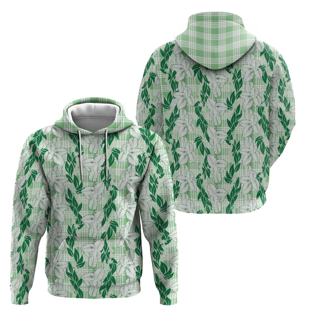 Hawaii Ti Leaf Maile Tuberose Lei Hoodie With Hanalei Leaf Green