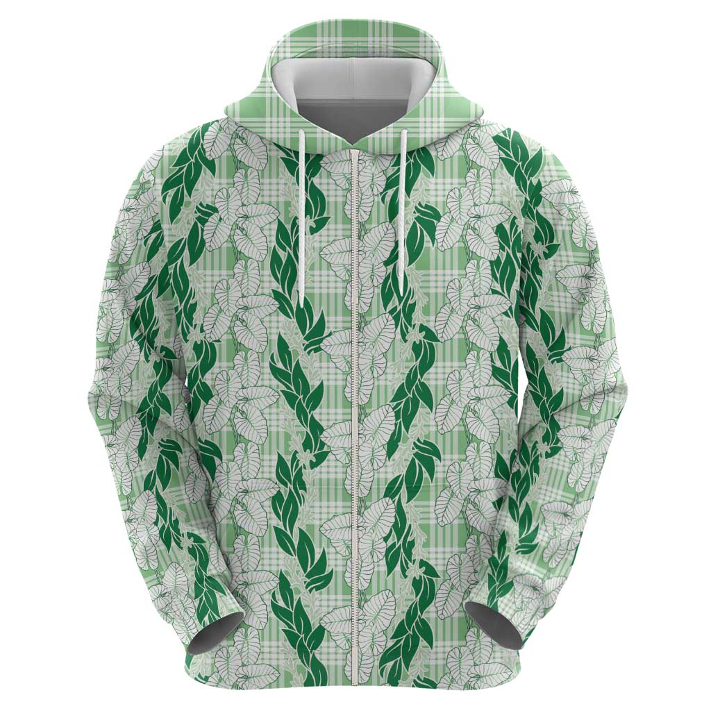 Hawaii Ti Leaf Maile Tuberose Lei Hoodie With Hanalei Leaf Green