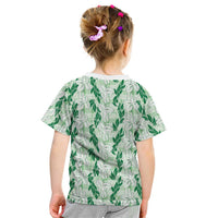 Hawaii Ti Leaf Maile Tuberose Lei Kid T Shirt With Hanalei Leaf Green