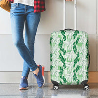 Hawaii Ti Leaf Maile Tuberose Lei Luggage Cover With Hanalei Leaf Green