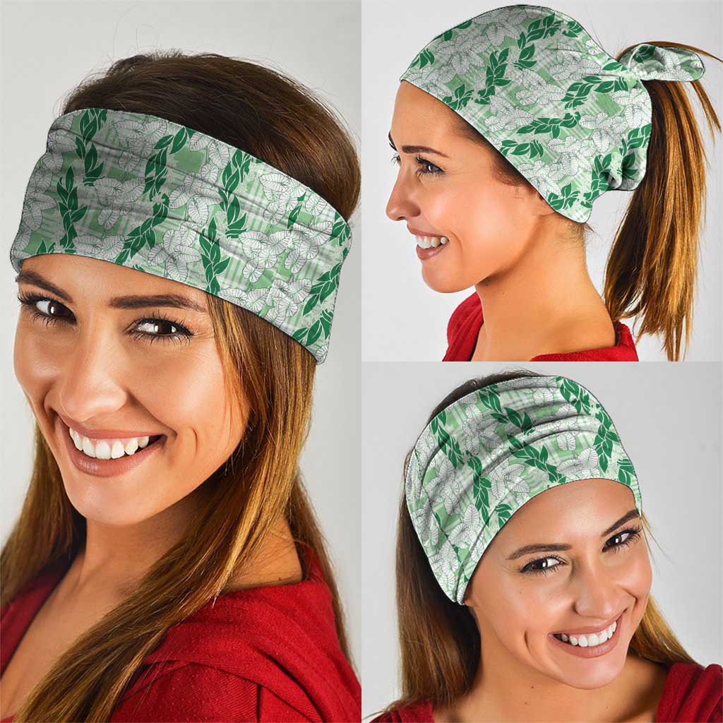 Hawaii Ti Leaf Maile Tuberose Lei Neck Gaiter With Hanalei Leaf Green