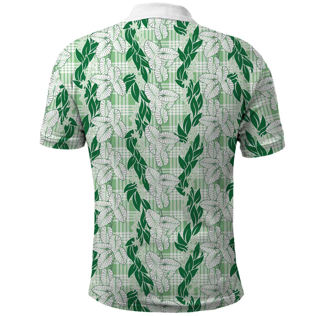 Hawaii Ti Leaf Maile Tuberose Lei Polo Shirt With Hanalei Leaf Green