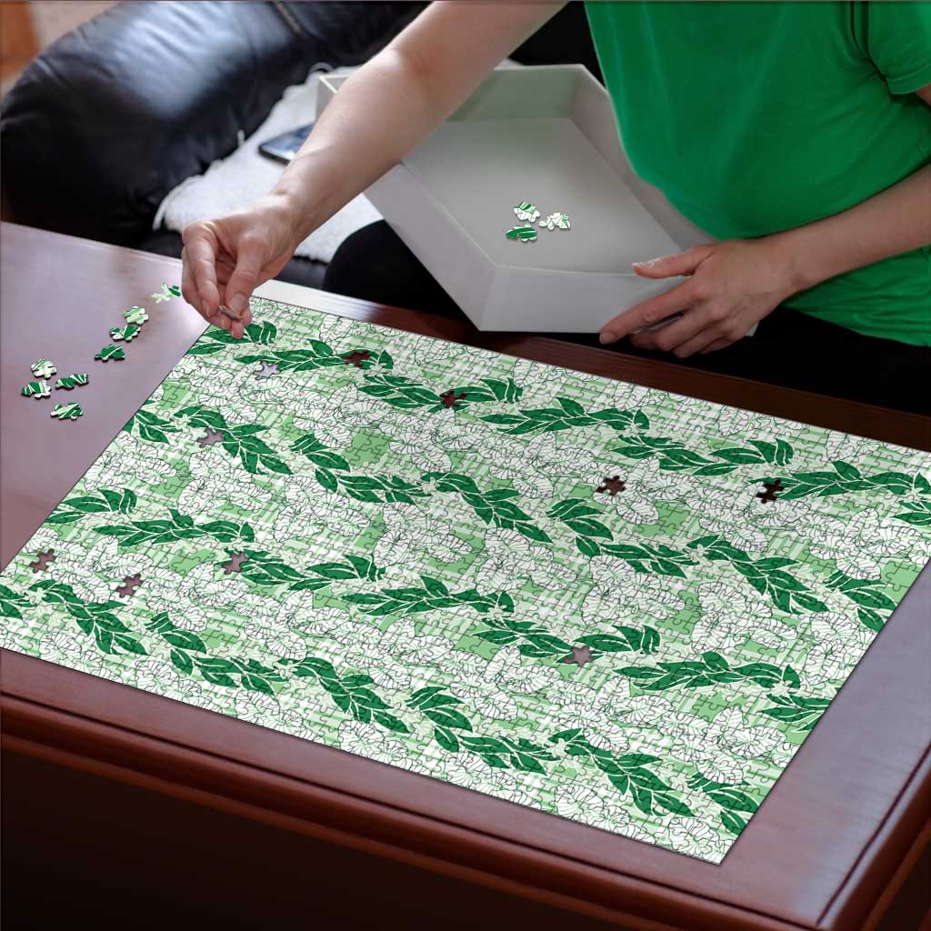 Hawaii Ti Leaf Maile Tuberose Lei Puzzle With Hanalei Leaf Green