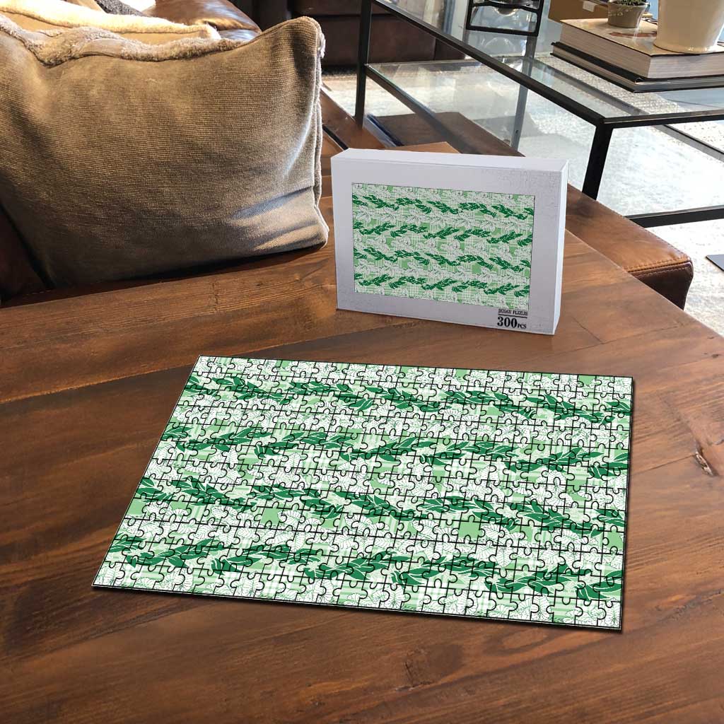 Hawaii Ti Leaf Maile Tuberose Lei Puzzle With Hanalei Leaf Green