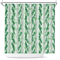 Hawaii Ti Leaf Maile Tuberose Lei Shower Curtain With Hanalei Leaf Green