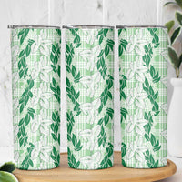 Hawaii Ti Leaf Maile Tuberose Lei Skinny Tumbler With Hanalei Leaf Green