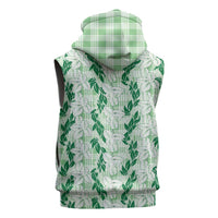 Hawaii Ti Leaf Maile Tuberose Lei Sleeveless Hoodie With Hanalei Leaf Green