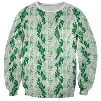 Hawaii Ti Leaf Maile Tuberose Lei Sweatshirt With Hanalei Leaf Green