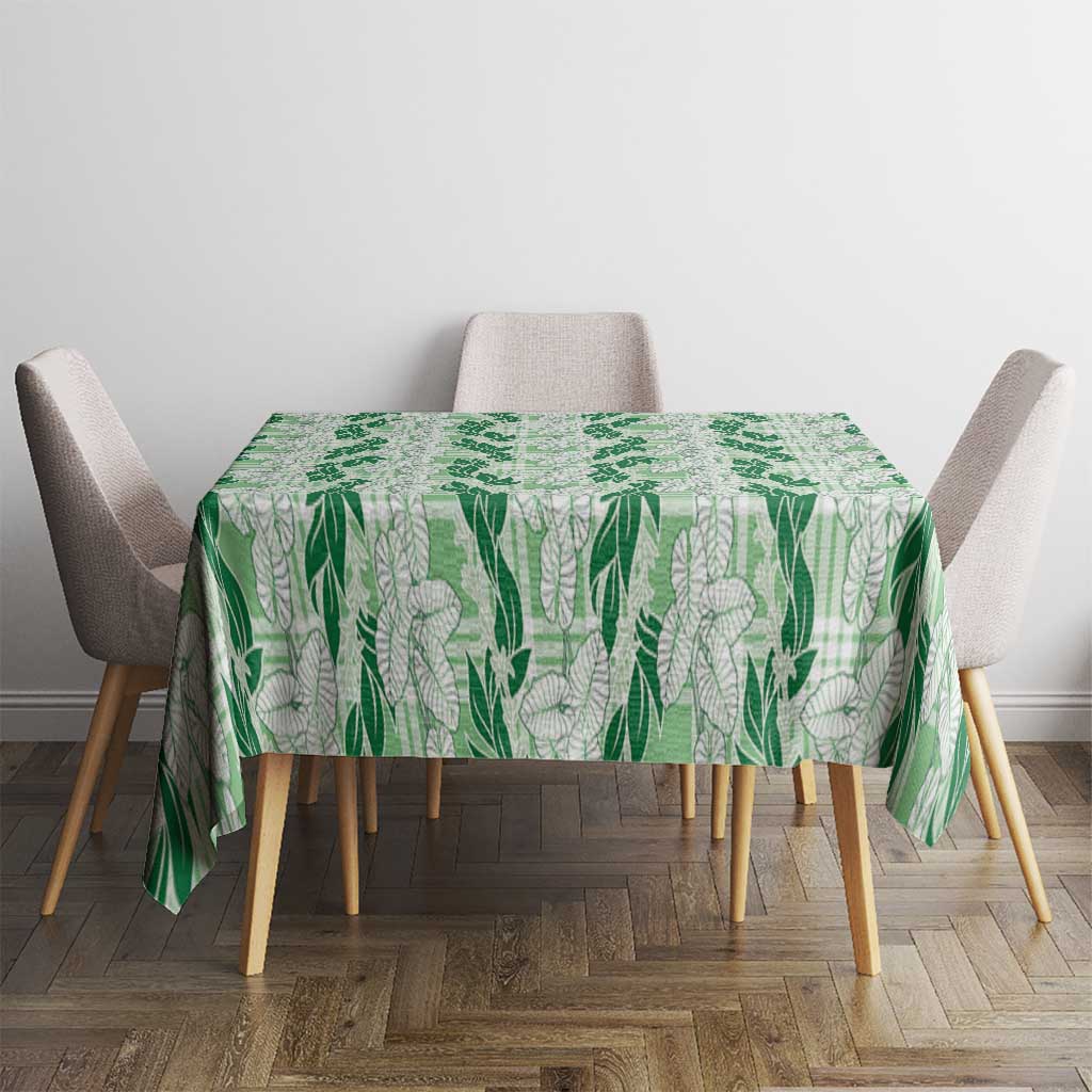 Hawaii Ti Leaf Maile Tuberose Lei Tablecloth With Hanalei Leaf Green