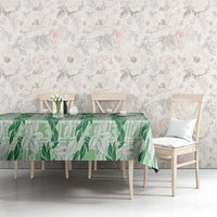 Hawaii Ti Leaf Maile Tuberose Lei Tablecloth With Hanalei Leaf Green
