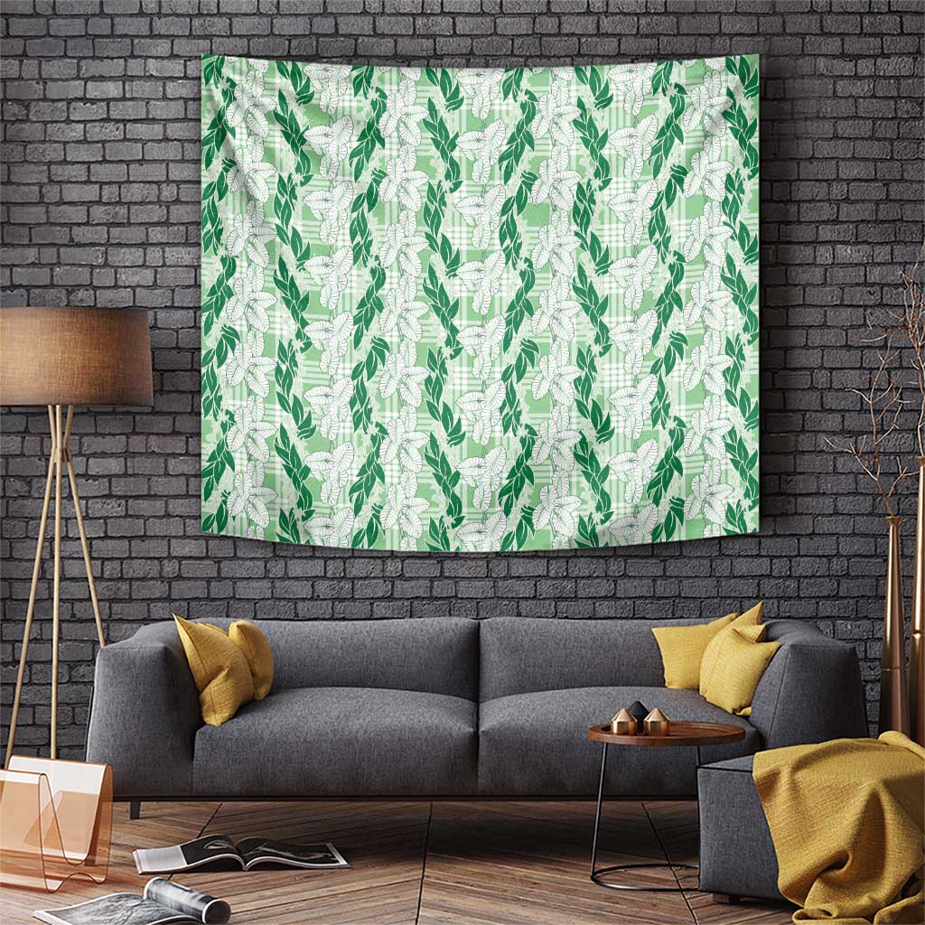 Hawaii Ti Leaf Maile Tuberose Lei Tapestry With Hanalei Leaf Green