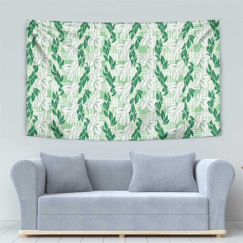 Hawaii Ti Leaf Maile Tuberose Lei Tapestry With Hanalei Leaf Green