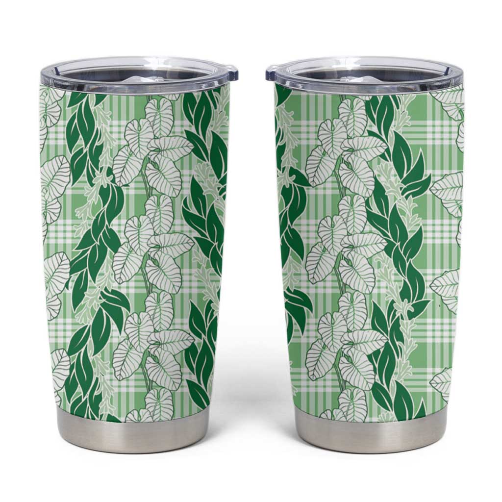 Hawaii Ti Leaf Maile Tuberose Lei Tumbler Cup With Hanalei Leaf Green