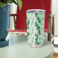 Hawaii Ti Leaf Maile Tuberose Lei Tumbler Cup With Hanalei Leaf Green