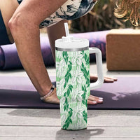 Hawaii Ti Leaf Maile Tuberose Lei Tumbler With Handle With Hanalei Leaf Green